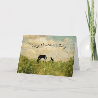 Beautiful Mare and Foal Horse Happy Mother's Day Card