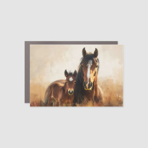 Beautiful Mare and Foal Painting Car Magnet