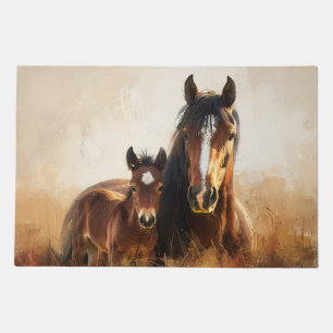 Beautiful Mare and Foal Painting Doormat