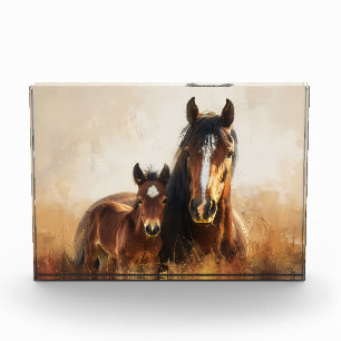 Beautiful Mare and Foal Painting Photo Block