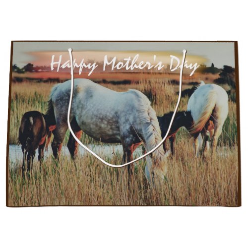 Beautiful Mares and Foals Horse Scene Mothers Day Large Gift Bag