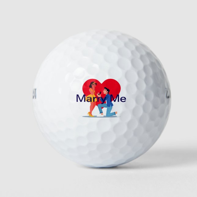Beautiful Mariage Proposal Golf Balls (Front)