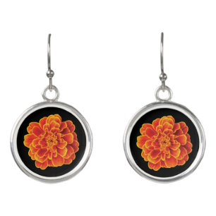 Beautiful Marigolds Round Earrings