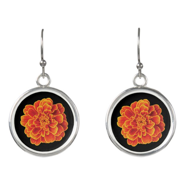 Beautiful Marigolds Round Earrings (Front)