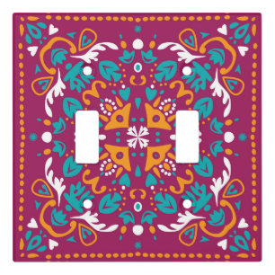 🤩 Beautiful maroon and turquoise Azulejos, Light Switch Cover