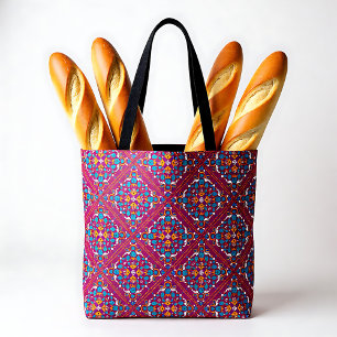 🤩 Beautiful maroon and turquoise Azulejos,   Tote Bag