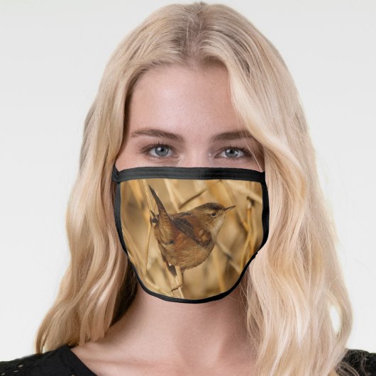 Beautiful Marsh Wren in the Marsh Face Mask (Worn Her)