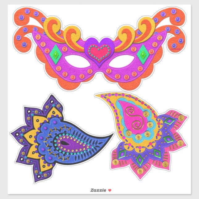 Beautiful Masquerade Mask Decorations Sticker (Sheet)