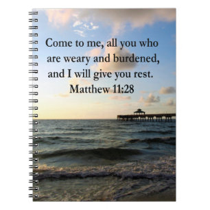 BEAUTIFUL MATTHEW 11:28 SCRIPTURE VERSE NOTEBOOK