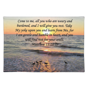 BEAUTIFUL MATTHEW 11:28 SUNRISE PHOTO DESIGN CLOTH PLACEMAT