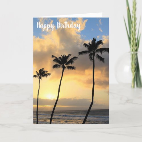 Beautiful Maui Sunset and Palm Trees Birthday Card