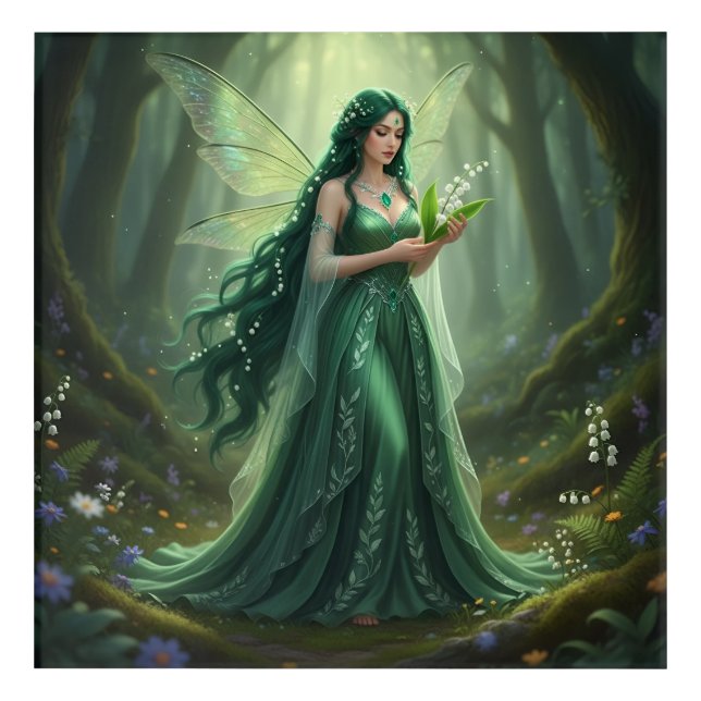 Beautiful May Emerald Fairy Acrylic Print (Front)