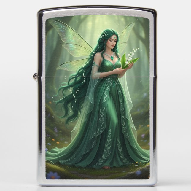 Beautiful May Emerald Fairy Zippo Lighter (Front)