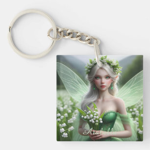 Beautiful May Fairy in Lilies of the Valley Keychain