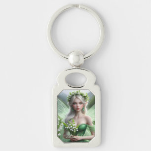 Beautiful May Fairy in Lilies of the Valley Keychain