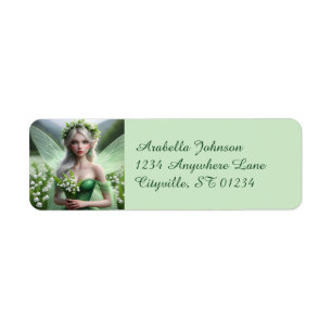 Beautiful May Fairy in Lilies of the Valley Label