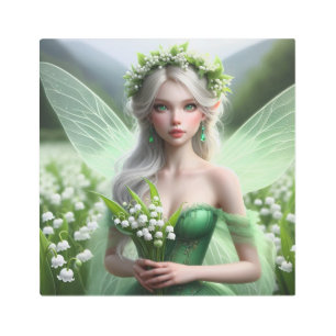 Beautiful May Fairy in Lilies of the Valley Metal Print