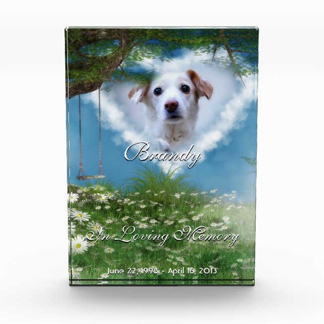 Beautiful Meadow Pet Photo Personalized Memorial Acrylic Award (Front)