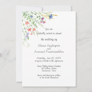 Beautiful Meadow Watercolor Wildflowers Invitation