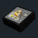 Beautiful Meadowlark On Floral Daisy Gift Box<br><div class="desc">Store your treasures or give a treasure gift box to someone as a beautiful gift. 
 Choices of wood frames are now available.
Many designs for different occasions are available in my store.</div>