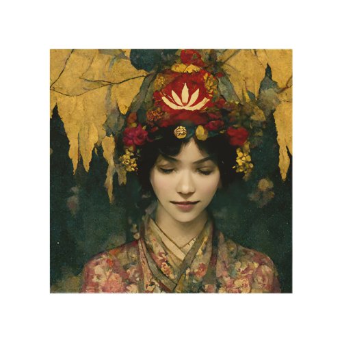 Beautiful mediating Girl  Wood Wall Art