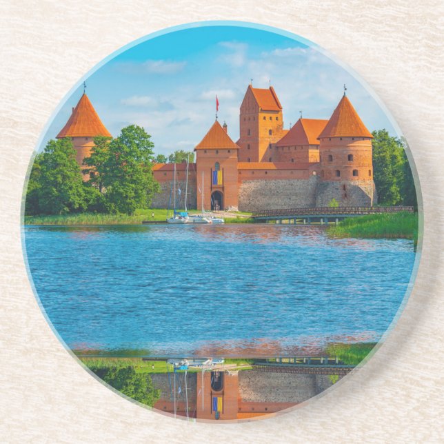 Beautiful Medieval Castle on Blue Lake Coaster (Front)