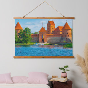 Beautiful Medieval Castle on Blue Lake Hanging Tapestry