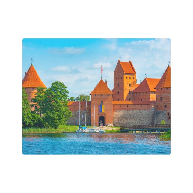 Beautiful Medieval Castle on Blue Lake          Metal Print (Front)