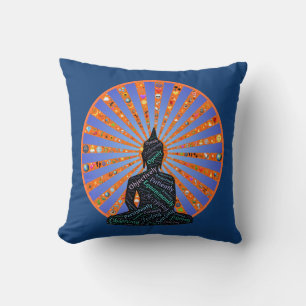 Beautiful Meditation Disc with Buddha Silhouette Throw Pillow