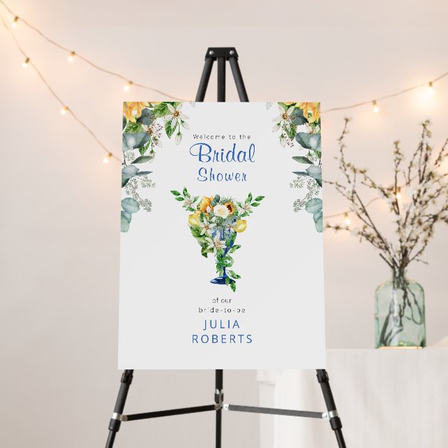 Beautiful Mediterranean Floral Bridal Shower Foam Board (In Situ (Stand))