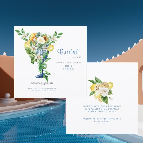 Beautiful Mediterranean Floral Bridal Shower II Invitation
