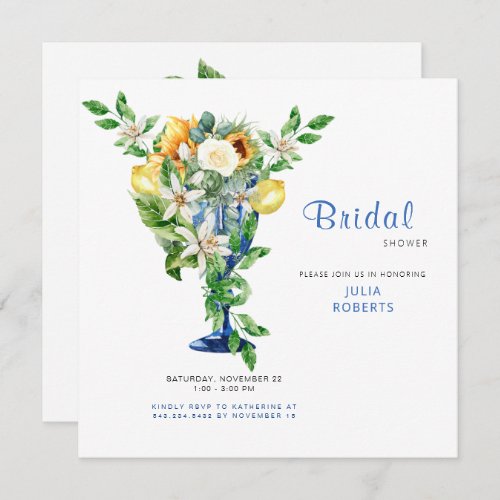 Beautiful Mediterranean Floral Bridal Shower Matte Invitation