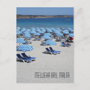Beautiful Mellieha Bay Sand Beach Scene Malta Postcard