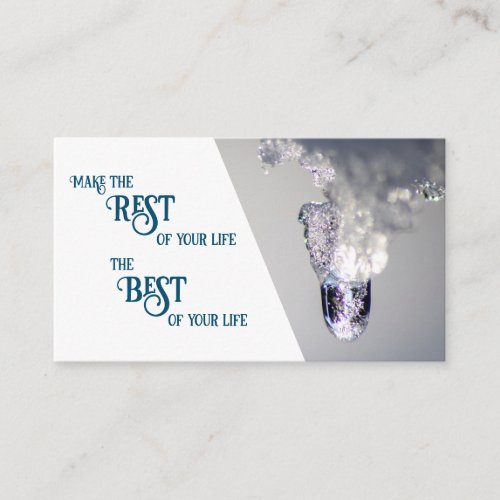 Beautiful melting ice with motivational quote business card