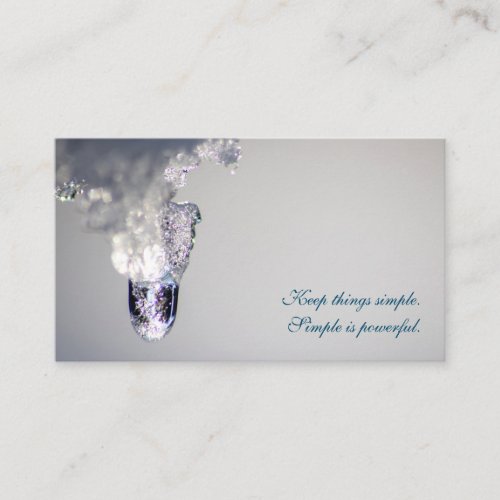 Beautiful melting ice with motivational quote business card