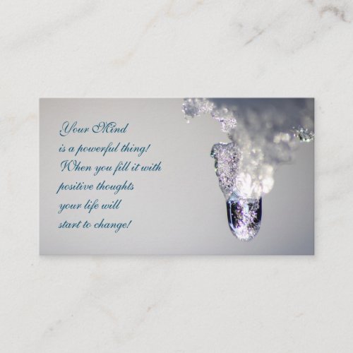 Beautiful melting ice with motivational quote business card