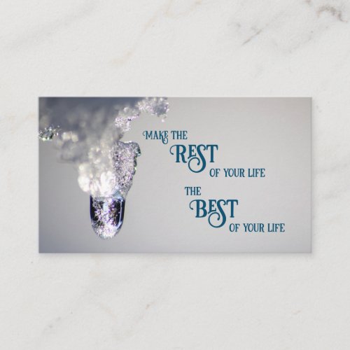 Beautiful melting ice with motivational quote business card