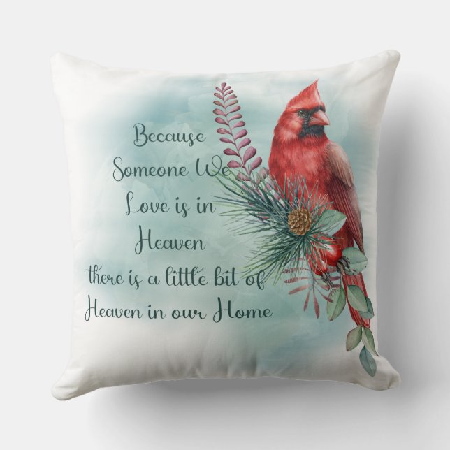 Beautiful Memorial/Inspirational/Cardinal Throw Pillow (Back)
