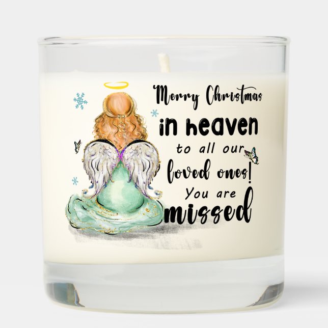 Beautiful Memorial Merry Christmas In Heaven Scented Candle (Right)