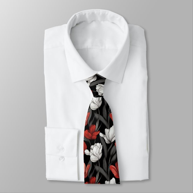 Beautiful Mens Accessories Tulip Flower Neck Tie (Tied)