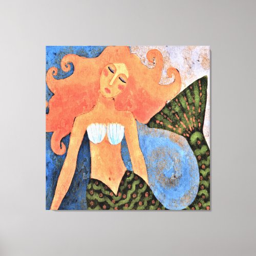 Beautiful Mermaid Abstract Digital Painting Canvas Print