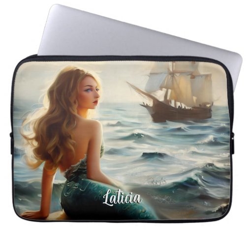 Beautiful Mermaid and the Sea Laptop Sleeve