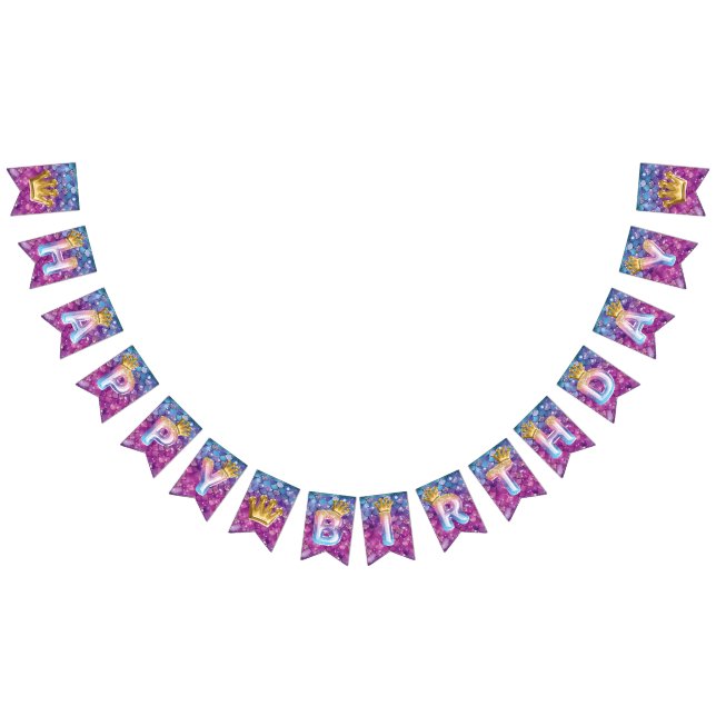 Beautiful Mermaid Birthday Balloon Foil Letters Bunting Flags (All)