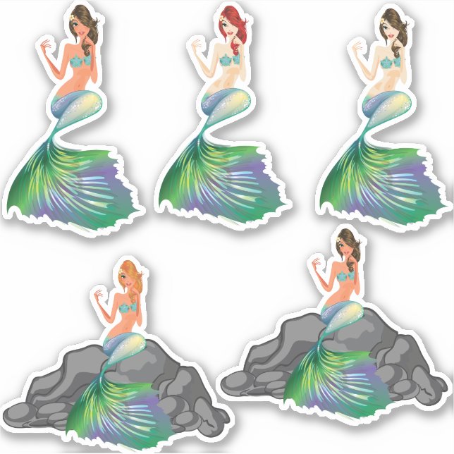 Beautiful Mermaid Colorful Sticker (Front)