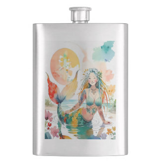 Beautiful mermaid design flask