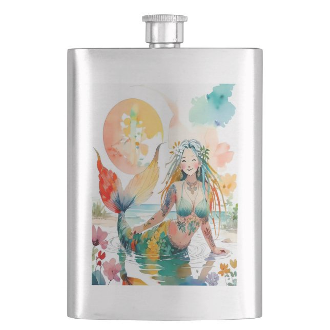 Beautiful mermaid design flask (Front)
