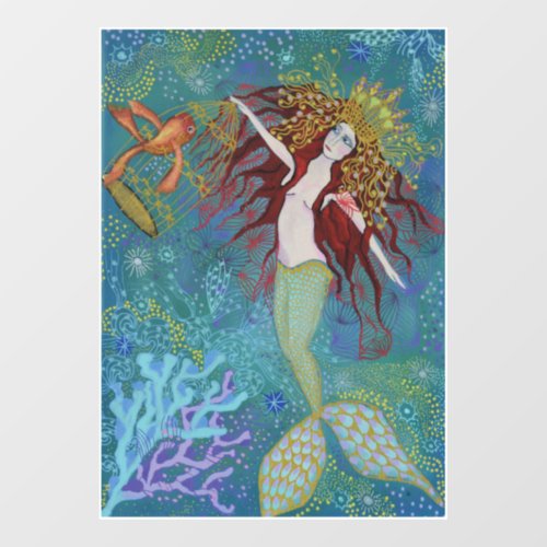 Beautiful mermaid Faux Wrapped Canvas Print Wall Decal