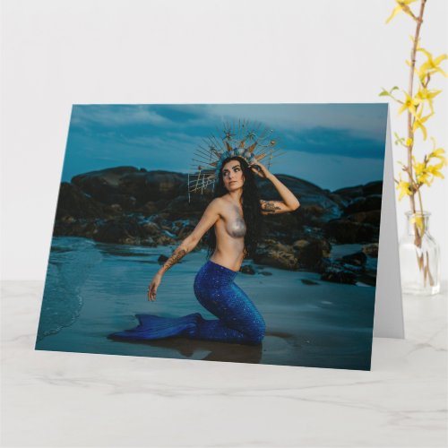 beautiful mermaid folded greeting card  card