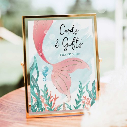 Beautiful Mermaid Girl Birthday Cards  Gifts Sign