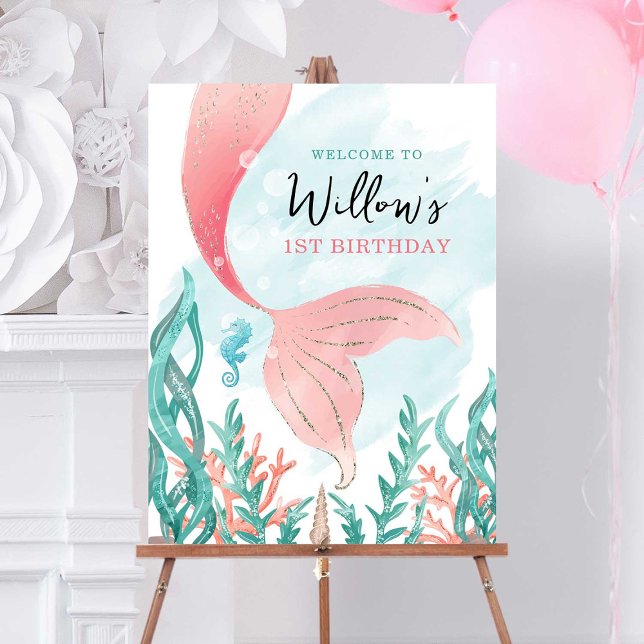 Beautiful Mermaid Girl Birthday Foam Board Sign (Creator Uploaded)